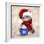 Christmas Cat with Hot Chocolate-MAKIKO-Framed Giclee Print