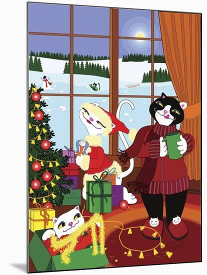 Christmas Cats Theme Christmas Decorations V2-Cindy Wider-Mounted Giclee Print