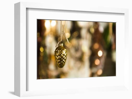 Christmas, Christmas fair, Christmas decoration, cone, golden,-Christine Meder stage-art.de-Framed Photographic Print