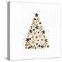 Christmas Composition. Christmas Tree Made of Golden and Black Decorations on White Background. Fla-Flaffy-Stretched Canvas