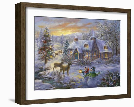 Christmas Cottage-Nicky Boehme-Framed Giclee Print