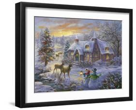 Christmas Cottage-Nicky Boehme-Framed Giclee Print