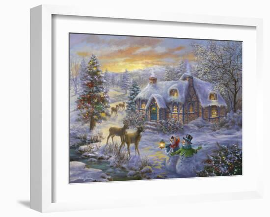 Christmas Cottage-Nicky Boehme-Framed Premium Giclee Print