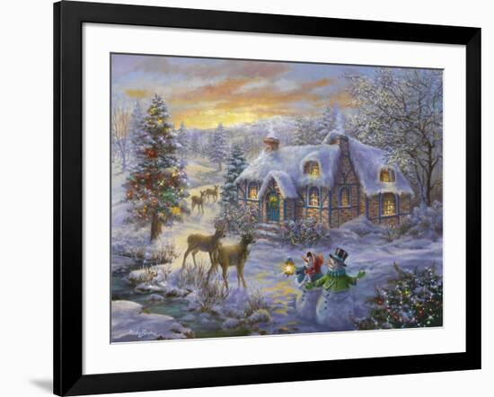 Christmas Cottage-Nicky Boehme-Framed Giclee Print