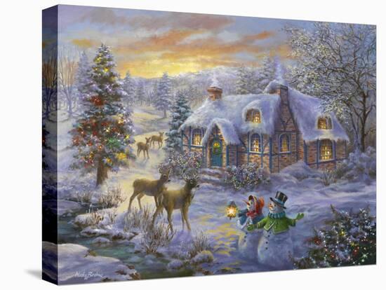 Christmas Cottage-Nicky Boehme-Stretched Canvas