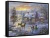 Christmas Cottage-Nicky Boehme-Framed Stretched Canvas