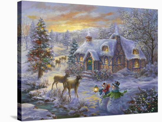 Christmas Cottage-Nicky Boehme-Stretched Canvas