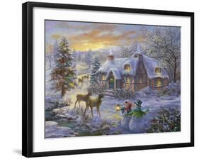 Christmas Cottage-Nicky Boehme-Framed Giclee Print