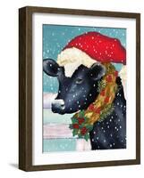 Christmas Cow Vertical-Laurie Korsgaden-Framed Art Print