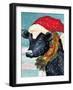 Christmas Cow Vertical-Laurie Korsgaden-Framed Art Print
