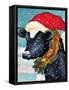 Christmas Cow Vertical-Laurie Korsgaden-Framed Stretched Canvas