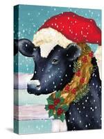 Christmas Cow Vertical-Laurie Korsgaden-Stretched Canvas