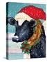 Christmas Cow Vertical-Laurie Korsgaden-Stretched Canvas