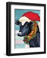 Christmas Cow Vertical-Laurie Korsgaden-Framed Art Print