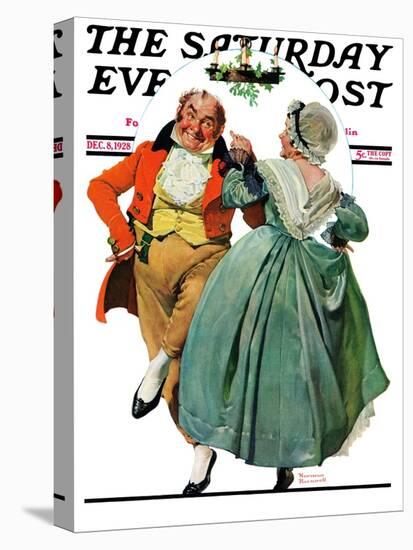 "Christmas Dance" or "Merrie Christmas" Saturday Evening Post Cover, December 8,1928-Norman Rockwell-Stretched Canvas