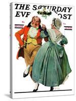 "Christmas Dance" or "Merrie Christmas" Saturday Evening Post Cover, December 8,1928-Norman Rockwell-Stretched Canvas