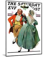 "Christmas Dance" or "Merrie Christmas" Saturday Evening Post Cover, December 8,1928-Norman Rockwell-Mounted Giclee Print