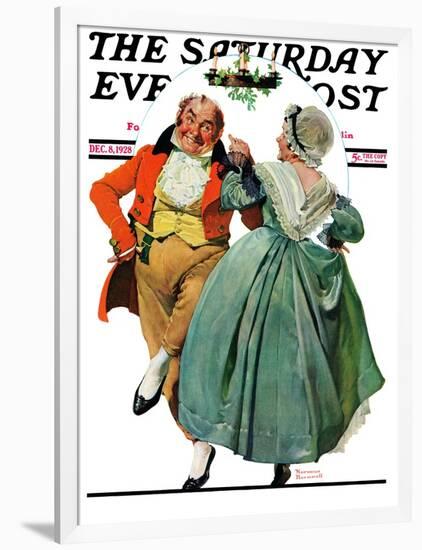 "Christmas Dance" or "Merrie Christmas" Saturday Evening Post Cover, December 8,1928-Norman Rockwell-Framed Giclee Print