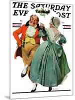 "Christmas Dance" or "Merrie Christmas" Saturday Evening Post Cover, December 8,1928-Norman Rockwell-Mounted Giclee Print