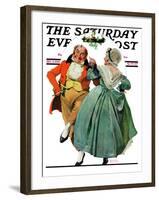 "Christmas Dance" or "Merrie Christmas" Saturday Evening Post Cover, December 8,1928-Norman Rockwell-Framed Giclee Print