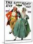 "Christmas Dance" or "Merrie Christmas" Saturday Evening Post Cover, December 8,1928-Norman Rockwell-Mounted Giclee Print