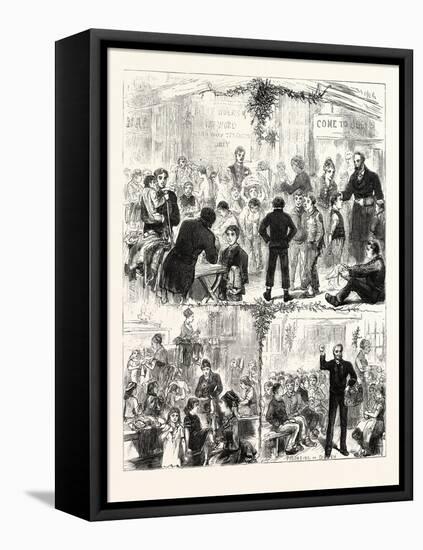 Christmas Day at the Golden Lane Mission: Clothing and Feeding the Ragged Children, 1876-null-Framed Stretched Canvas