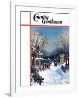 "Christmas Day in the Village," Country Gentleman Cover, December 1, 1938-Walter Baum-Framed Giclee Print