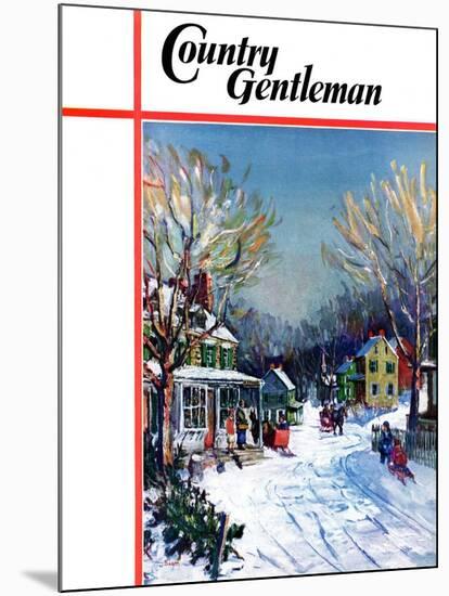 "Christmas Day in the Village," Country Gentleman Cover, December 1, 1938-Walter Baum-Mounted Giclee Print