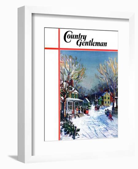 "Christmas Day in the Village," Country Gentleman Cover, December 1, 1938-Walter Baum-Framed Giclee Print