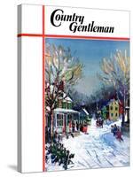 "Christmas Day in the Village," Country Gentleman Cover, December 1, 1938-Walter Baum-Stretched Canvas