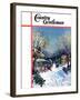 "Christmas Day in the Village," Country Gentleman Cover, December 1, 1938-Walter Baum-Framed Giclee Print