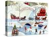 Christmas Day Skating by Old Stone Bridge-Cheryl Bartley-Stretched Canvas