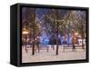 Christmas Decoration at Old Town Square's Park at Twilight, Stare Mesto, Prague, Czech Republic-Richard Nebesky-Framed Stretched Canvas