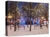 Christmas Decoration at Old Town Square's Park at Twilight, Stare Mesto, Prague, Czech Republic-Richard Nebesky-Stretched Canvas