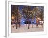 Christmas Decoration at Old Town Square's Park at Twilight, Stare Mesto, Prague, Czech Republic-Richard Nebesky-Framed Photographic Print