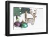 Christmas Decoration, Fir Trees Made of Wood with Reindeer and Christmas Balls-Petra Daisenberger-Framed Photographic Print