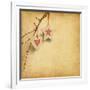 Christmas Decoration Hanging over Old Paper Background-A_nella-Framed Art Print