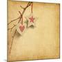 Christmas Decoration Hanging over Old Paper Background-A_nella-Mounted Art Print