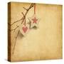 Christmas Decoration Hanging over Old Paper Background-A_nella-Stretched Canvas