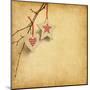 Christmas Decoration Hanging over Old Paper Background-A_nella-Mounted Art Print