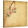 Christmas Decoration Hanging over Old Paper Background-A_nella-Stretched Canvas