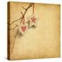 Christmas Decoration Hanging over Old Paper Background-A_nella-Stretched Canvas