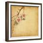 Christmas Decoration Hanging over Old Paper Background-A_nella-Framed Art Print