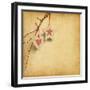 Christmas Decoration Hanging over Old Paper Background-A_nella-Framed Art Print