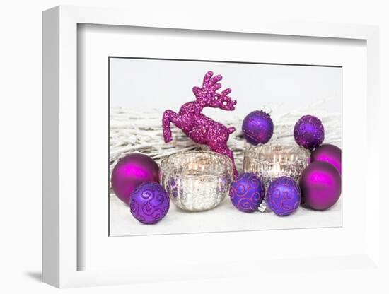 Christmas Decoration, Mauve, Pink, with Deer-Andrea Haase-Framed Photographic Print