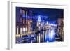 Christmas Decoration on a Canal at Night, Murano, Venice, UNESCO World Heritage Site, Veneto, Italy-Christian Kober-Framed Photographic Print