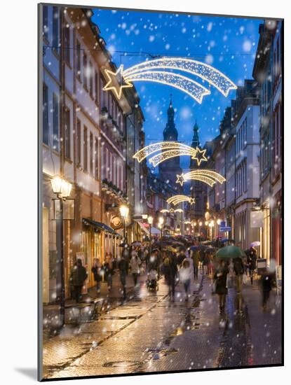 Christmas decoration on the main street in Heidelberg, Baden-Württemberg, Germany-Jan Christopher Becke-Mounted Photographic Print