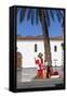 Christmas Decoration under a Palm on the Plaza De Espana, Old Town of Los Llanos, La Palma-Gerhard Wild-Framed Stretched Canvas