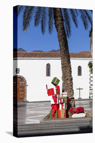 Christmas Decoration under a Palm on the Plaza De Espana, Old Town of Los Llanos, La Palma-Gerhard Wild-Stretched Canvas