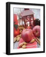 Christmas Decoration with Apples, Nuts, Cinnamon & Lantern-null-Framed Photographic Print